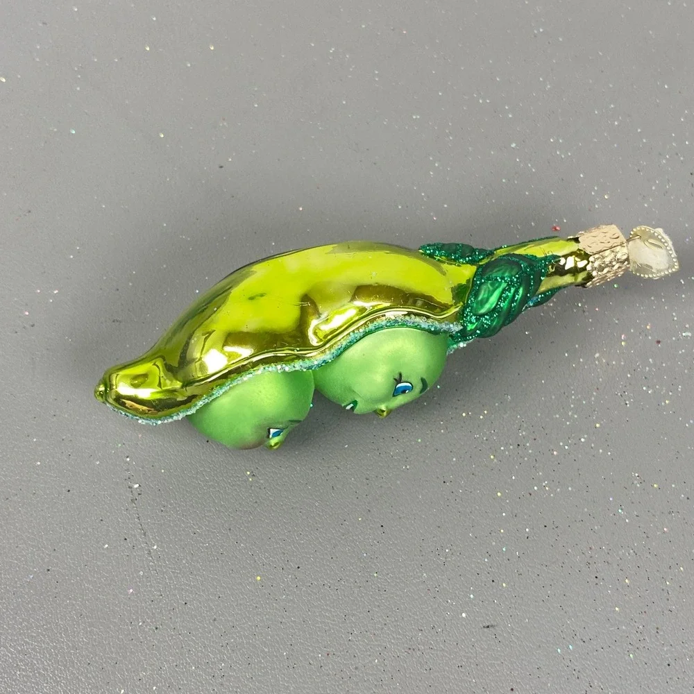 Old World Christmas Glass Holiday Ornaments Cigar & Two Peas In A Pod Lot